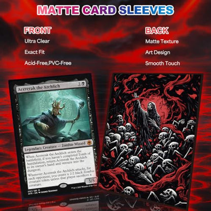 UAONO MTG Card Sleeves - Death 100 Count Standard Size | Ultra Clear Front & Matte Finish Back Tear Resistant Clear Card Sleeves Matte Art Sleeve for MTG - color: Death