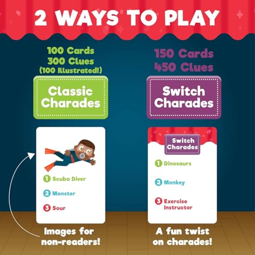 Chuckle & Roar Classic Charades – Act! Shout! Chuckle! Roar! Family Party Game for Ages 5+ | 2 Game Modes, 750 Charades Ideas, 3+ Players