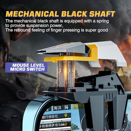 EasEasy PUBG Game Trigger, Mobile Phone Controller Compatible for PUBG/Rules of Survival/Knives Out, 6 Fingers Trigger with Sensitive Aim and Shoot Smartphone Joystick for iPhone & Android-Yellow - color: Yellow