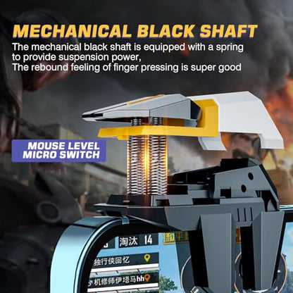 EasEasy PUBG Game Trigger, Mobile Phone Controller Compatible for PUBG/Rules of Survival/Knives Out, 6 Fingers Trigger with Sensitive Aim and Shoot Smartphone Joystick for iPhone & Android-Yellow - color: Yellow