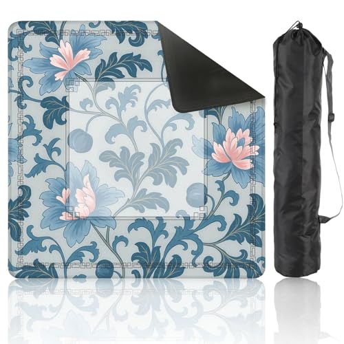 Mahjong Mat 31.5" x 31.5" Floral Flower Seamless Flourish Ornamental Garden Non-Slip Noise Reduction Mahjong Tiles Table Cover for Dominoes Poker Card Board and Tile Games - color: Color7