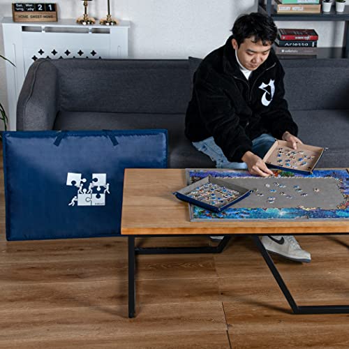 Lavievert 1000 Piece Jigsaw Puzzle Board with Padded Cover, Portable Case with 4 Sorting Trays & Detachable Board, Puzzle Caddy Storage Saver with Non-Slip Surface for Adults - size: Up to 1000 pcs