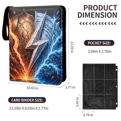 Trading Card Binder 9 Pocket, 900 Pocket Card Holder with 50 Removable Sleeves,PU Waterproof Card Book,3-Ring Zipper Collectible Trading Card Album for Adult Gift (Blue-1) - color: Blue-1, size: 9 Pocket, 900 Cards