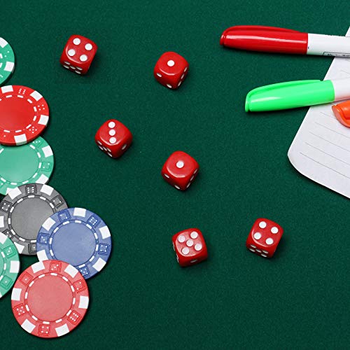 Leather Dice Cup Set Red Felt Lining Quiet Dice Shaker Cup with 6 Red Standard Dot Dice for Farkle Yahtzee Games, 1 Pack - color: Red1