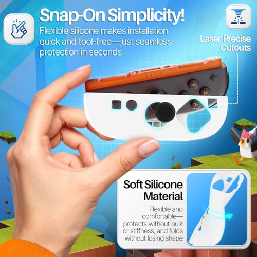 TNP JoyCon 2 Case Cover for Nintendo Switch 2 2025 - Soft Anti-Slip Silicone Protective Skin with Thumb Grip Caps Compatible with Nintendo Switch 2 Joy-Con 2 Controllers, 2 Pack (White) - color: White