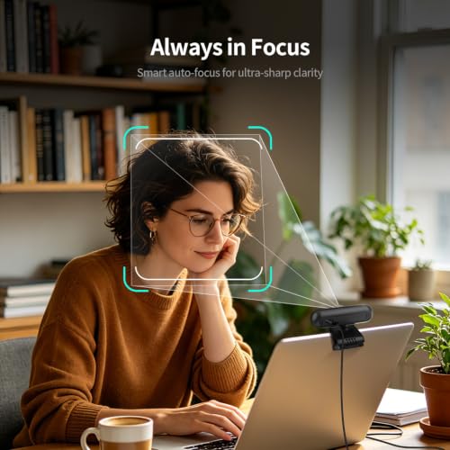 TOALLIN 4K Webcam for PC, Windows Hello Compatible, Facial Recognition, Autofocus, Built-in Mic & Privacy Cover, USB Camera for PC Laptop, Streaming, Conferencing & Video Calls
