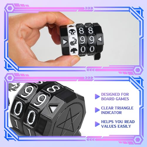 MTG Life Counter Wheel Health Tracker Gradient Game Counter for Board Game Compatible Table top Games with Magic Card Game Accessories CCG Creature Stats (Black with White) - color: Black With White