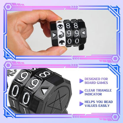 MTG Life Counter Wheel Health Tracker Gradient Game Counter for Board Game Compatible Table top Games with Magic Card Game Accessories CCG Creature Stats (Black with White) - color: Black With White
