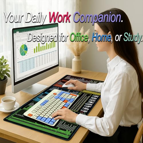 Excel/Word/Power Point/Windows Mouse pad,Non-Slip&Waterproof Large Gaming Office pc Desk mat,Over 200 Keyboard Shortcuts Mousepad(27.6L x 11.8W inches) - size: 27.6L x 11.8W inches