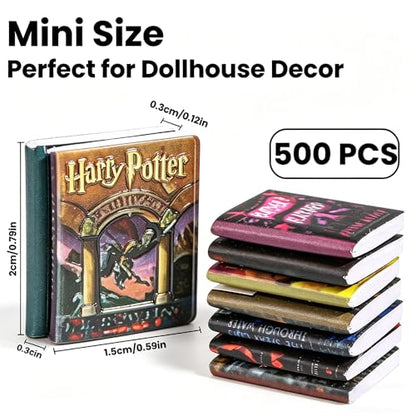 500pcs Mini Books Miniatures Dollhouse Books for Anxiety Bookshelf Library | Tiny Plastic Books for Dollhouse Decor Accessories DIY Crafting Bookshelf Fillers - style: 500pcs Mini Books