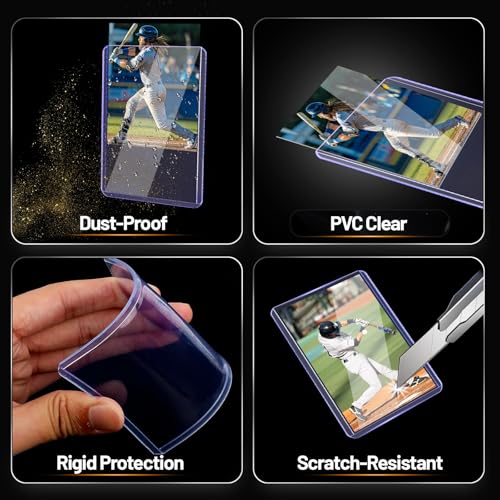 200 Hard Plastic Card Sleeves – 200 Toploads, 35PT Baseball Card Protectors with Bend-Resistant, Rip-Proof Edges for TCG, Sports, Football & Collectible Cards - size: 200 TOPLOADERS