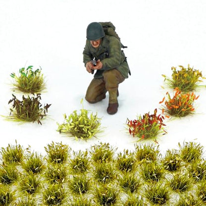 Cayway Miniature Grass Cluster, Static Grass Tuft Model Vegetation Groups for DIY Model Train Landscape Railroad Scenery Grass Tufts Flower (Withered Green and Red) - color: Withered Green and Red