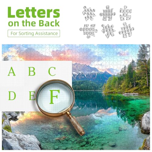 Eibsee Lake Jigsaw Puzzles 1000 Pieces Nature Landscape Puzzles for Adults 1000 Pieces with Letters on Back Hard Impossible Difficult Challenging Family Puzzle Mountain Scenery Lake Puzzles - color: Eibsee Lake