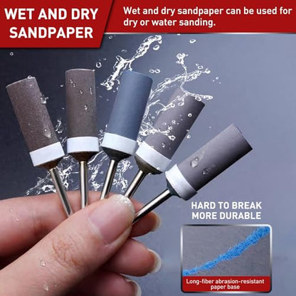 2000 Grit Sanding Drums Sandpaper Sticks Set for Dremel Rotary Tool with 1/8" Shank,10 Pcs Sanding Drums Accessories Dry/Wet Abrasive Cylinders for Wood/Metal Rust Removal/Jade Polishing - size: 2000 Grits