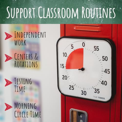 TIME TIMER 12 inch Visual Timer 60 Minute Kids Desk Countdown Clock with Dry Erase Activity Card, Also Magnetic for Classroom, Homeschooling Study Tool, Task Reminder, Home and Kitchen Timer - color: Black & Red, size: 12 Inch
