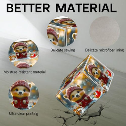 Trading Card Storage Box, Holds 100+ for MTG Cards, PU Leather with Magnetic Closure, Cute Winter Ferret in Red Outfit Durable Deck Box for Magic the Gathering, Trading Card Games - color: Cute Winter Ferret in Red Outfit