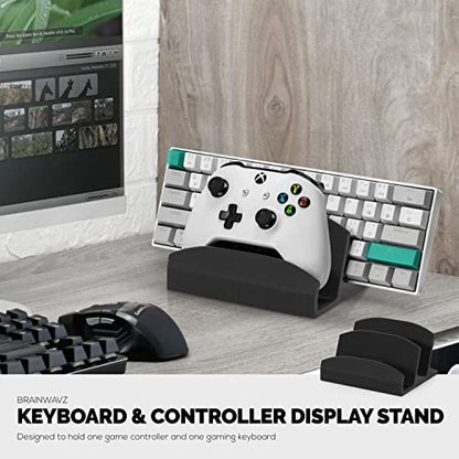 BRAINWAVZ Desktop Keyboard & Game Controller Holder Stand, Suitable for Small & Large Keyboards and Controllers for PS5, Xbox Series X, Xbox One, PS4, Switch, PC, Gamepads & More (DK04) - color: DK04