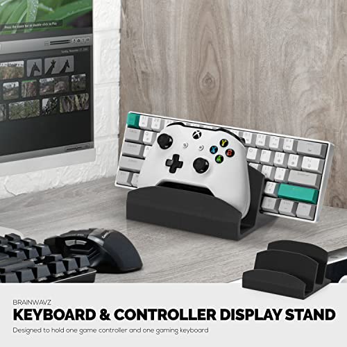 BRAINWAVZ Desktop Keyboard & Game Controller Holder Stand, Suitable for Small & Large Keyboards and Controllers for PS5, Xbox Series X, Xbox One, PS4, Switch, PC, Gamepads & More (DK04) - color: DK04