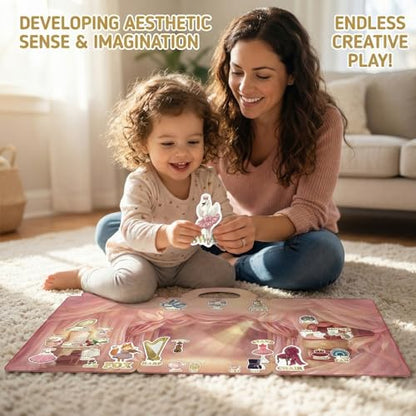 Reusable Jelly Sticker Books for Girls 3-8, Toddlers 2-4, 4 Sets | Unicorn, Mermaid, Ballet & Doll | Reusable Jelly Stickers Silicone | 3D Puffy Window Cling | Travel Gift | Girls Ages 2-8 - style: Unicorn/Mermaid/Ballet/Doll