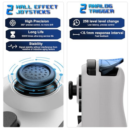 arVin Mobile Game Controller for iPhone/iPad/Android/Samsung/Tablet/PC/Switch/PS3/PS4, Wireless Gamepad Joystick with Turbo/6-axis Gyro/Vibration, Play Xbox Cloud Gaming/PS Remote Play/Steam Link - color: White, size: Standard Version(D6)