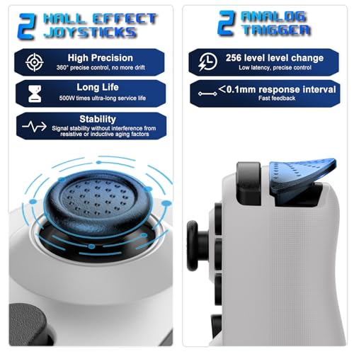 arVin Mobile Game Controller for iPhone/iPad/Android/Samsung/Tablet/PC/Switch/PS3/PS4, Wireless Gamepad Joystick with Turbo/6-axis Gyro/Vibration, Play Xbox Cloud Gaming/PS Remote Play/Steam Link - color: White, size: Standard Version(D6)