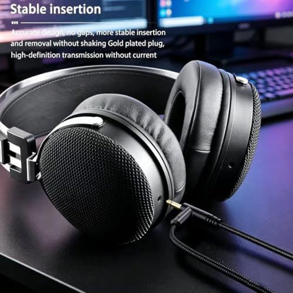 FAAEAL Wired Studio Headphones,Over Ear Boom mic Gaming Headset,HiFi Open-Back Stereo Headphones,Dual 3.5mm 50mm Dynamic Driver Monitoring Headset for Recording Mixing DJ Podcast Audiophile - style: Wired Dual 3.5mm