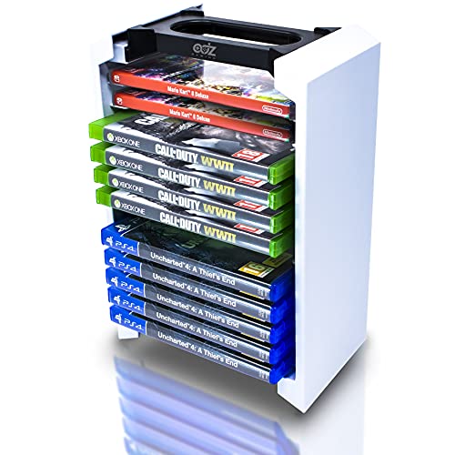 ADZ Game Storage Tower – Universal Games Storage Tower – Stores 12 Game or Blu-Ray Disks – Game Tower Rack for PS4, PS5, Xbox One, Xbox Series X/S, Switch Games and Blu-Ray Cases