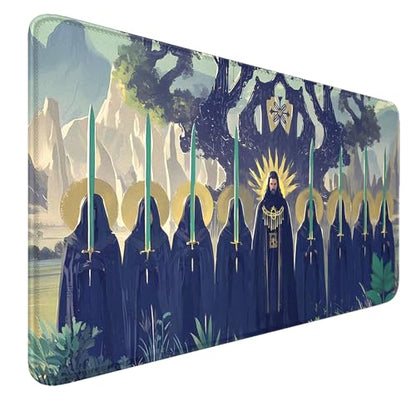 MTG Playmat Stitched Edges, MTG Mats for MTG DTCG CCG RPG Trading Card 24 x 14 inches TCG Playmats Smooth Rubber Surface Battle Game - color: Black Knight
