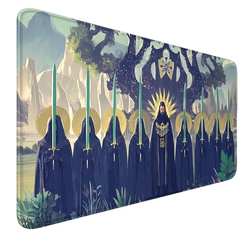 MTG Playmat Stitched Edges, MTG Mats for MTG DTCG CCG RPG Trading Card 24 x 14 inches TCG Playmats Smooth Rubber Surface Battle Game - color: Black Knight