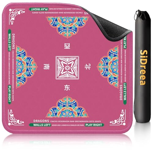 Mahjong Mat 32.4” x 32.4”, 3mm Thick Non-Slip Rubber Back Mahjong Table Mat, Noise Reduction Waterproof Mahjong Game Mat for Table, Mahjong Tile Mat for Cards, Dominoes & Board Games (Pink2) - color: Pink2