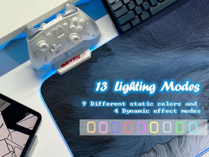 JMIYAV White RGB Gaming Mouse Pad 31.5x12 Inch PC XL Large Extended Glowing Led Light Up Desk Pad Non-Slip Rubber Base Computer Cute Mousepad Mat Desk Accessories Gaming Setup 94-673 - color: Deep Surge