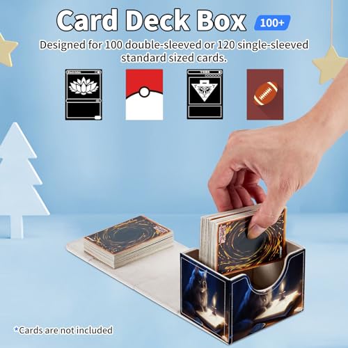 for MTG Commander Deck Box,Card Deck Box for Trading Yugioh MTG,Fits 100 Double Sleeved Cards,PU Leather Strong Magnet Case for Magic Commander TCG CCG,Cute Cat Book - color: Cute Cat Book