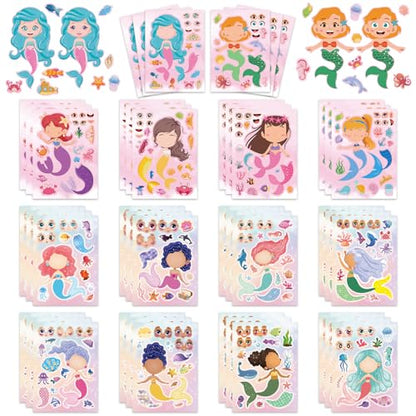 42 Sheets Create Mermaid of Dreams Stickers, Make Your Own Stickers for Boys and Girls, Travel Sticker Books, Party Favors, Birthday, Home, School and Activities Gifts for Kids Ages 3+ - style: Mermaid