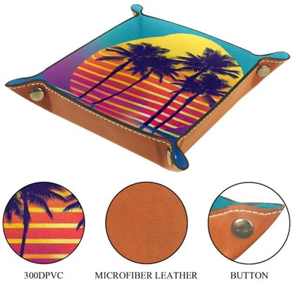 Sunset Palm Tree Dice Tray Dice Rolling Tray Folding Dice Holder for Dice Games, Like RPG, DND and Other Table Games - color: Multi 11
