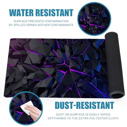 Gaming Mouse Pad, XL Extended Big Computer Mousepad, Large Mouse Pad for Desk with Non-Slip Rubber Base, Desk Mat, Keyboard Mat for PC, Office&Home, 31.5x11.8in, Geometric Neon - color: Geometry