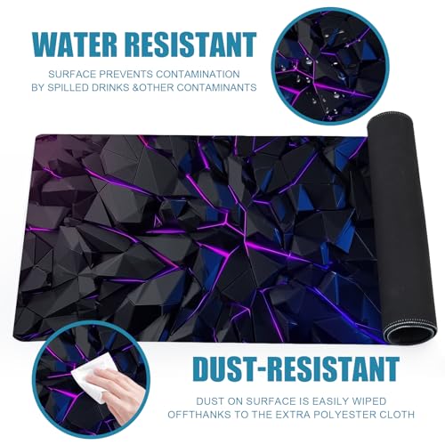 Gaming Mouse Pad, XL Extended Big Computer Mousepad, Large Mouse Pad for Desk with Non-Slip Rubber Base, Desk Mat, Keyboard Mat for PC, Office&Home, 31.5x11.8in, Geometric Neon - color: Geometry