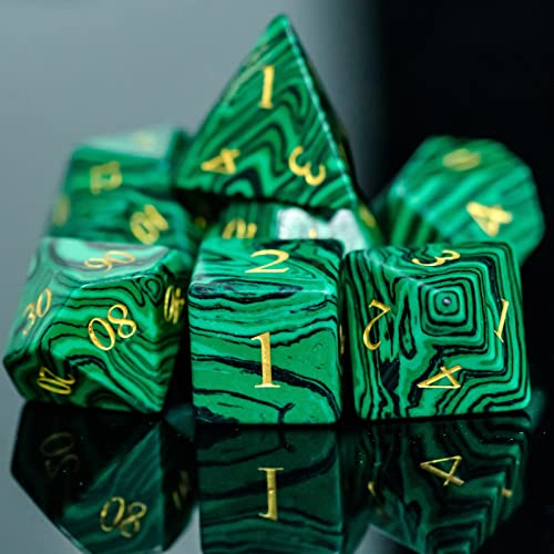 UDIXI Malachite Stone Dice Set D&D Gemstone DND Dice Set for Tabletop Games | Natural Stone, Premium Gift Box, DM Gift, for Dungeons and Dragons Role Playing Games - color: Malachite