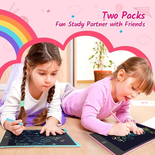 TECJOE 10 Inch 2 Pack LCD Writing Tablet, Colorful Doodle Board Drawing Tablet for Kids, Kids Travel Learning Toys Christmas Birthday Gifts for 3 4 5 6 7 8 Year Old Boys and Girls Toddlers - color: Blue Green