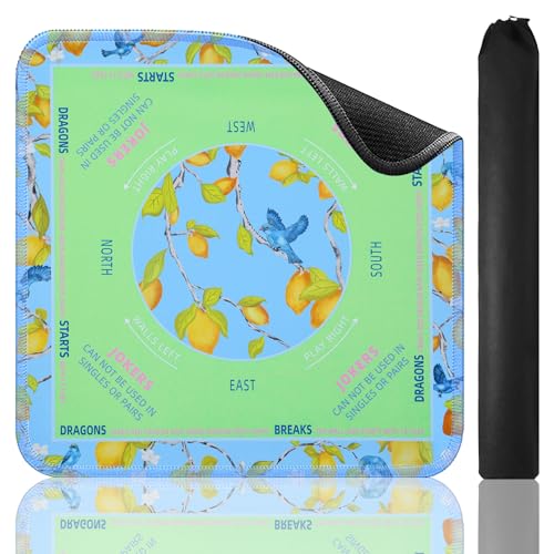 TIASUSAN American Mahjong Learning Mat (33” x 33”) with Black Carrying Bag, Blue and Green, Anti-Slip, Noise-Reducing, Mahjong Mat for Table - color: Blue and Green