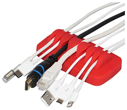 Heaviest Cable Organizer on the Market! Compact and Weighted Desktop Cord Holder and Cable Organizer, Eco-Friendly Silicone, No Bad Smell, Bundled with 4 Reusable Cable Ties! (Red) - color: Red, Standard