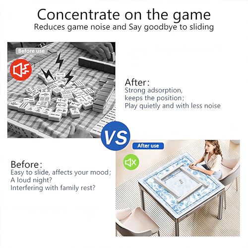 Mahjong Mat with Black Carrying Bag, 31.5"x31.5" Anti-Slip Noise Reduction Gaming Mat for Mahjong, Poker, Board Games, 3 Dice & Black Storage Bag - color: White