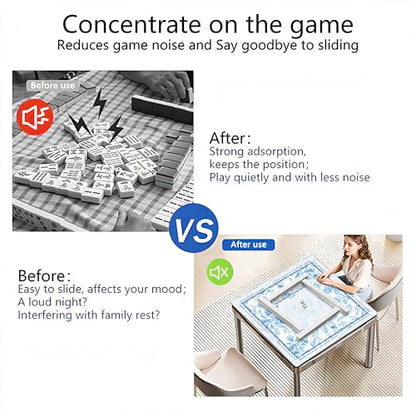 Mahjong Mat with Black Carrying Bag, 31.5"x31.5" Anti-Slip Noise Reduction Gaming Mat for Mahjong, Poker, Board Games, 3 Dice & Black Storage Bag - color: White