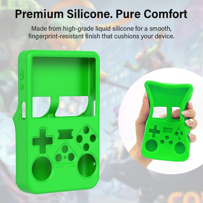 Silicone Case for R36S Handheld Game Console Protective Case with Lanyard Button Cover Accessory for Gift (Green) - color: green