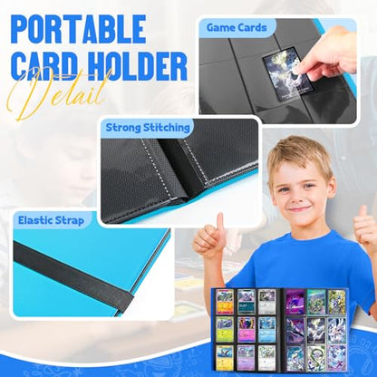 Card Binder 9-Pockets,Trading Card Binder,20 Pages, 360 Card Capacity Collection Binder, Card Folder for MTG, TCG, Game Cards & Sports Cards (Sky blue) - color: Sky blue