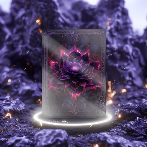 MTG Card Sleeves 100CT (Crimson Black Lotus), Matte Art Card Sleeves, Matte Back & Clear Front, 66x92mm