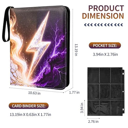 Trading Card Binder 9 Pocket, 900 Pocket Card Holder with 50 Removable Sleeves,PU Waterproof Card Book 3-Ring Zipper Collectible Card Album for Adult Gift (Purple-1) - color: Purple-1, size: 9 Pocket, 900 Cards