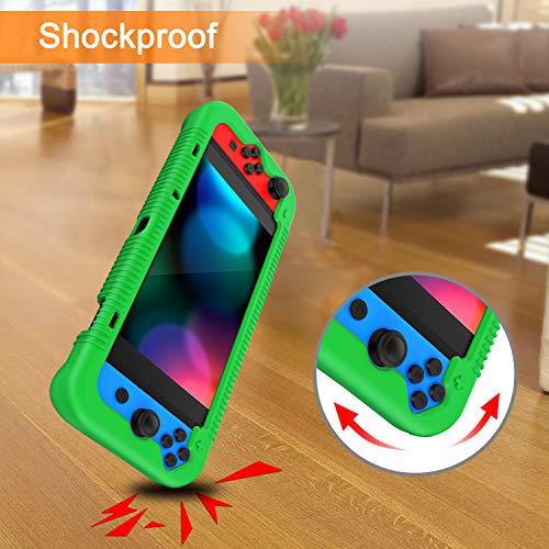FINTIE Silicone Case Compatible with Nintendo Switch - Soft [Anti-Slip] [Shock Proof] Protective Cover with Ergonomic Grip Design, Drop Protection Grip Case (Green) - color: Green