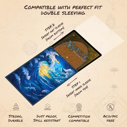 Stained Glass Blue Mana - MTG Card Sleeves, 104ct, Standard Size | Perfect for Double Sleeving, Smudge Resistant Matte Back, Standard 66x92mm - Compatible with Magic The Gathering & TCG Cards - color: Blue Mana