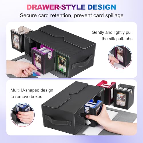 UAONO MTG Commander Deck Box, 6-Deck Modular TCG Deck Case with Dice Tray | Hold 600+ Double-sleeved Cards, Modular Card Deck Box with 35PT Magnetic Card Holder for Magic the Gathering Multicolor - color: Multicolour