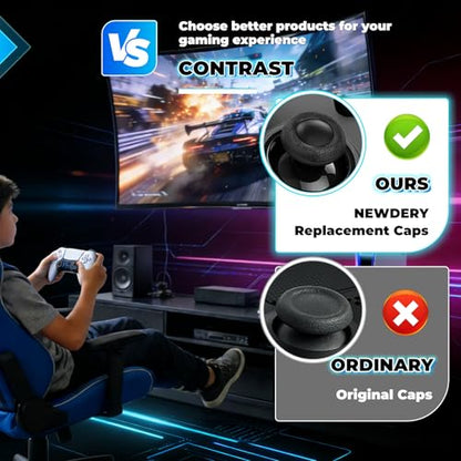 Controller Thumb Grips Replacement Caps, for PS4/PS5 Controller 12 Pack, Premium Joystick Caps for Enhanced Grip and Precision, Anti-Fingerprint, Anti-Slip, Anti-Scratch (Black)